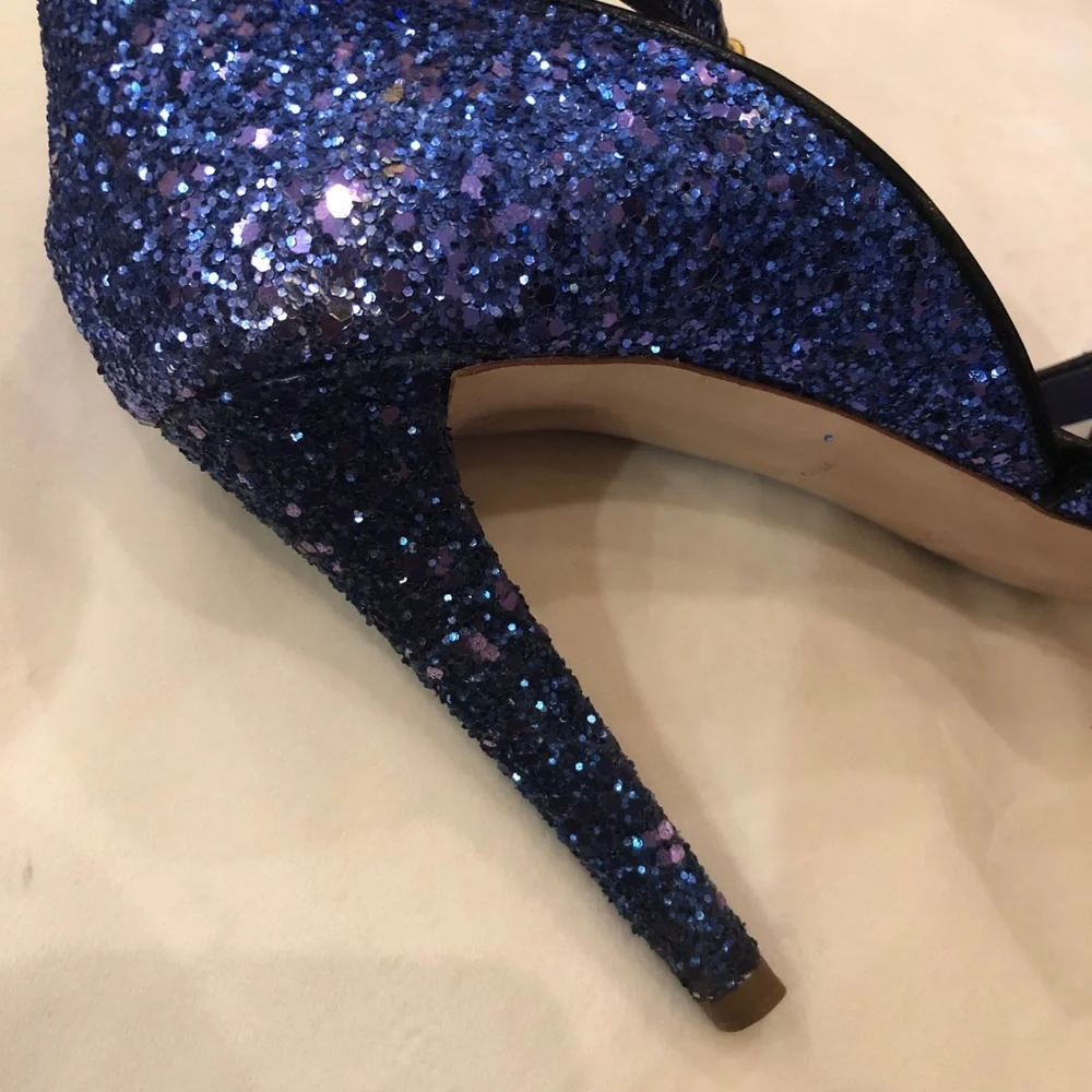 Virtually new Miu Miu strappy sandals in glittered blue